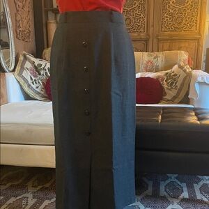 Elegant Grey Faux Button-Down Skirt Zip with elasticated waist